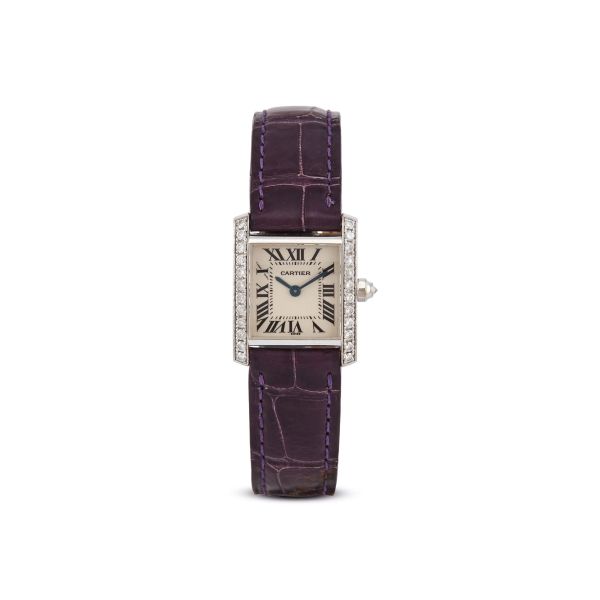 Cartier - 



CARTIER TANK FRANCAISE SMALL SIZE WHITE GOLD AND DIAMOND WRISTWATCH