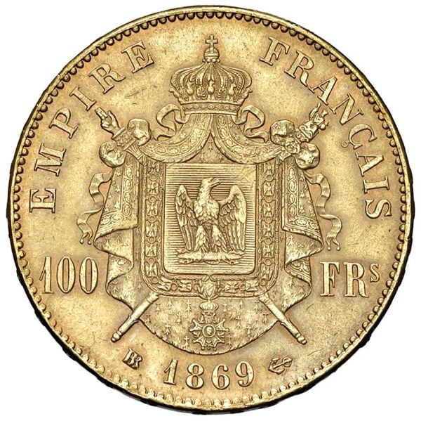 FRANCIA. NAPOLEONE III (1852-1870) 100 FRANCHI 1869 STRASBURGO