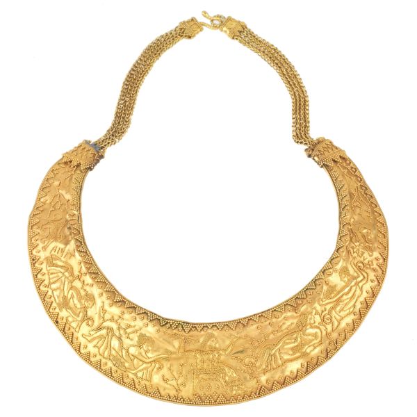 ARCHAEOLOGICAL STYLE RIGID NECKLACE IN 18KT YELLOW GOLD