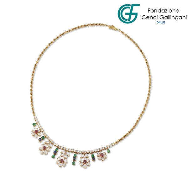 



MULTI GEM FLORAL NECKLACE IN 18KT YELLOW GOLD