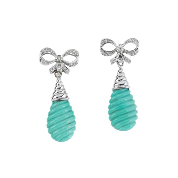 TURQUOISE PASTE AND DIAMOND DROP EARRINGS