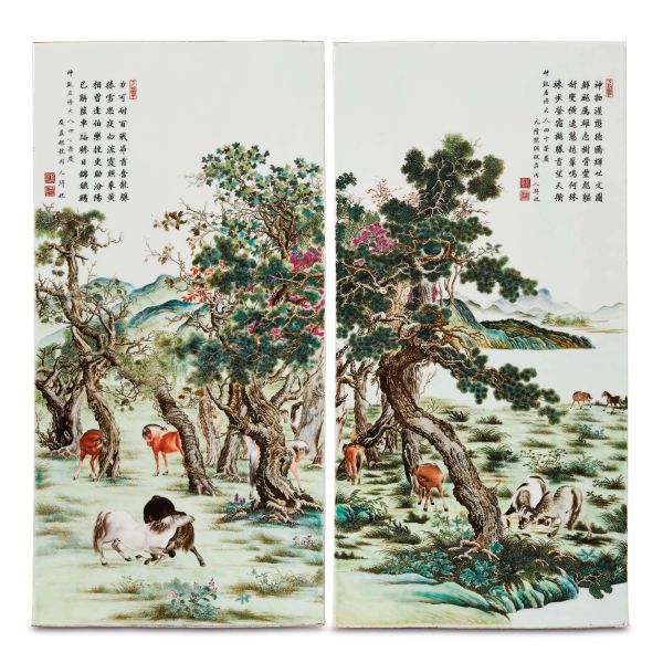 



TWO FAMILLE ROSE PORCELAIN PLAQUES, CHINA, REPUBLIC PERIOD, EARLY 20TH CENTURY