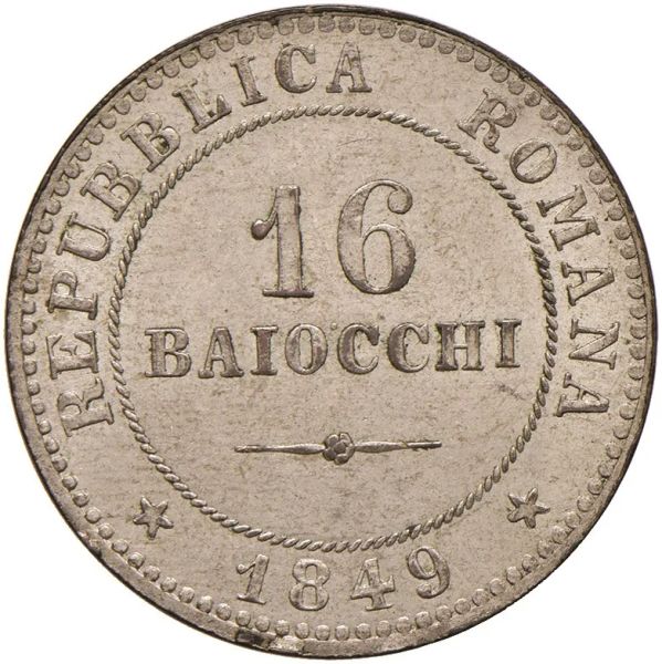 SECONDA REPUBBLICA ROMANA (1848-1849) 16 BAIOCCHI 1849