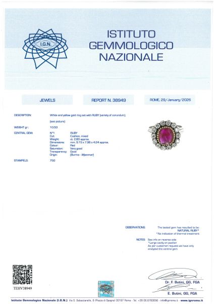 ANELLO CON RUBINO BIRMANO E DIAMANTI