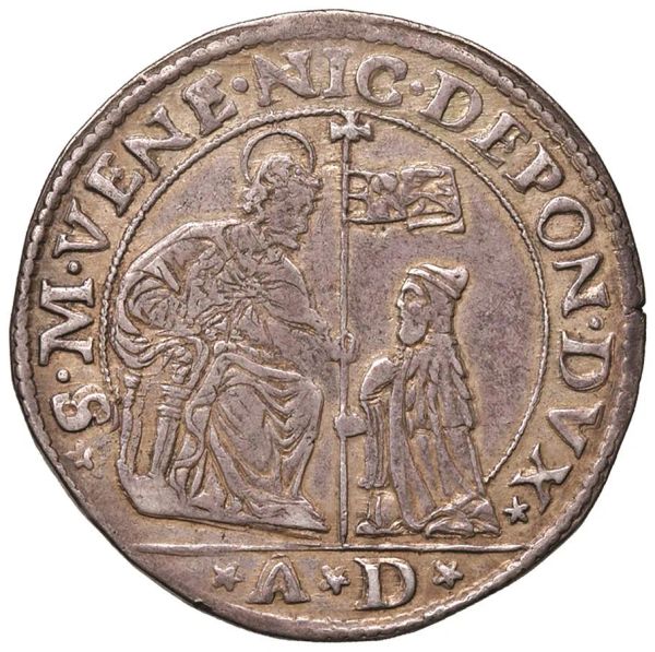      VENEZIA. NICOL&Ograve; DA PONTE (1578-1585) MEZZO SCUDO DA 80 SOLDI CON SANTA GIUSTINA 