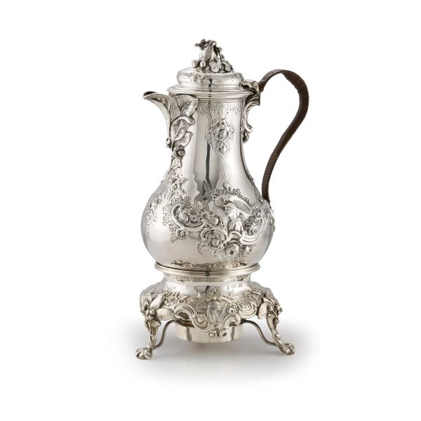 VERSATOIO CON FORNELLINO, LONDRA 1853, ARGENTIERI CHARLES THOMAS FOX E GEORGE FOX