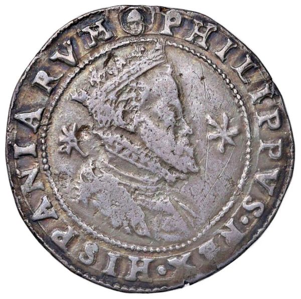 MILANO. FILIPPO II (1556-1598) MEZZO SCUDO DA 55 SOLDI