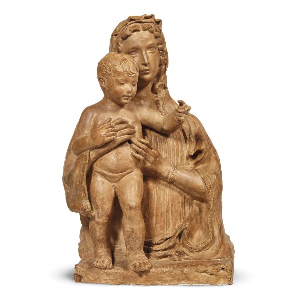 Workshop of Benedetto da Maiano, Florentine, second half 15th century, Madonna with Child, terracotta, 68x41x30 cm
