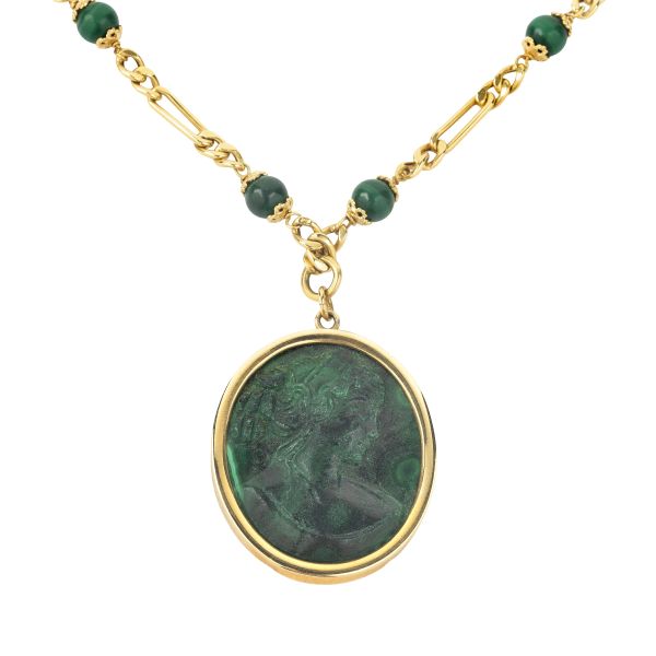 COLLANA A CATENA CON MALACHITE