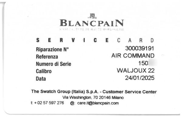 RARISSIMO BLANCPAIN AIR COMMAND CRONOGRAFO FLYBACK IN ACCIAIO N. 150XX