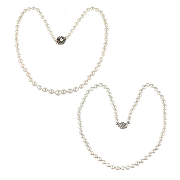 TWO LONG PEARL NECKLACES