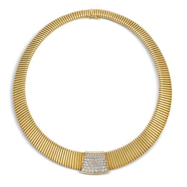 TUBOGAS DIAMOND NECKLACE IN 18KT YELLOW GOLD