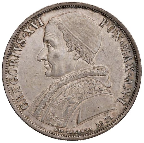      BOLOGNA STATO PONTIFICIO GREGORIO XVI (1831-1846) SCUDO 1831 