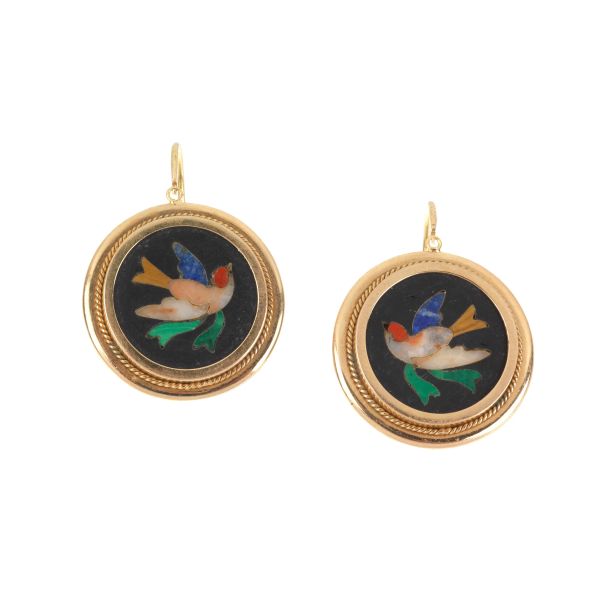 MICROMOSAIC LEVERBACK EARRINGS IN 18KT YELLOW GOLD