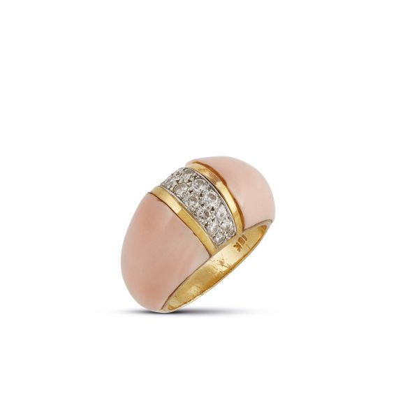 TIFFANY &amp; CO ANELLO CON CORALLO ROSA E DIAMANTI