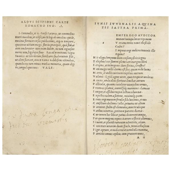 Prima edizione aldina e quarto libro tascabile stampato con il nuovo carattere corsivo