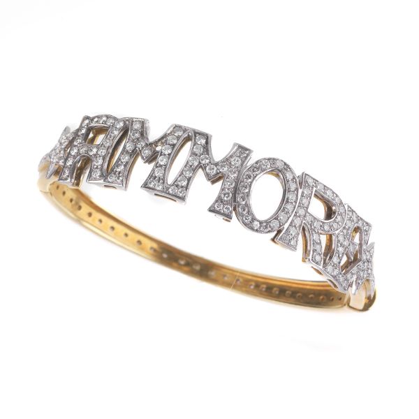 &quot;AMMORE&quot; DIAMOND BANGLE IN 18KT TWO TONE GOLD