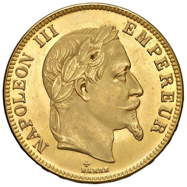 



RIPRODUZIONE DEI 100 FRANCHI 1856 DI NAPOLEONE III