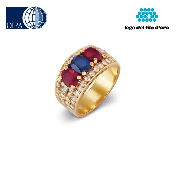 Bulgari - 



BULGARI ANELLO A FASCIA CON PIETRE DI COLORE E DIAMANTI