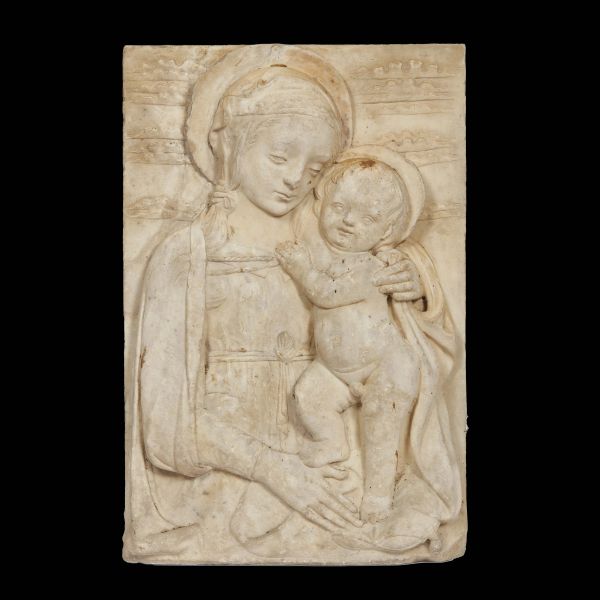 After Benedetto da Maiano (Florence 1442 - 1497), Madonna and Child (Kress type), marble relief, 48x32x9 cm
