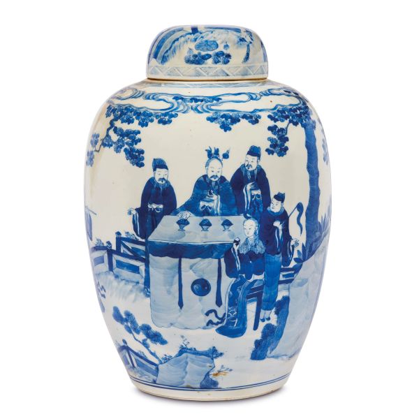 



VASO IN PORCELLANA BIANCO BLU, CINA, DINASTIA QING, SEC. XVII-XVIII
