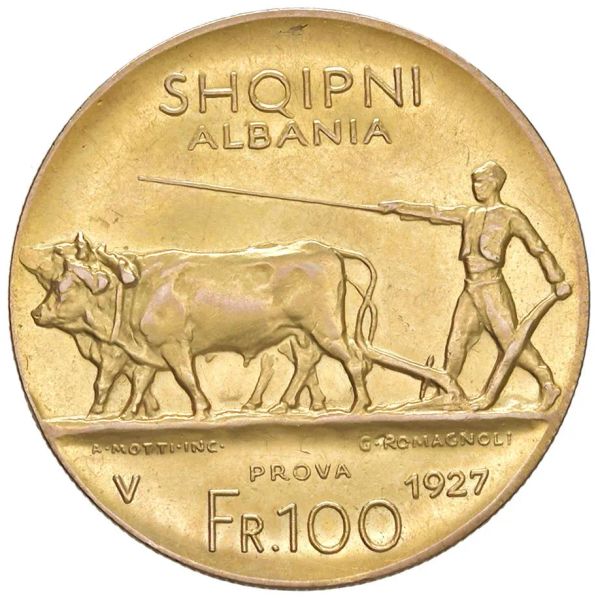 ALBANIA. RIPRODUZIONE IN ORO DEI 100 FRANGA 1927