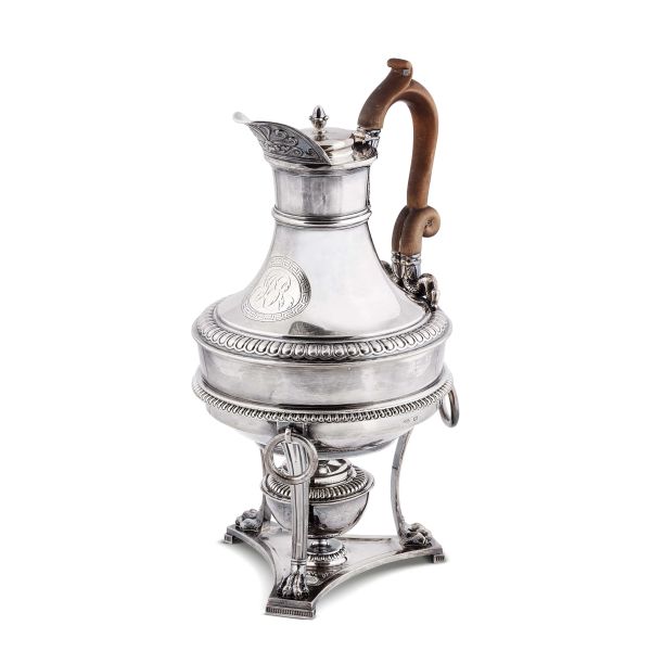 COFFEE POT ON STAND WITH BURNER, PAUL STORR, LONDON, 1810
