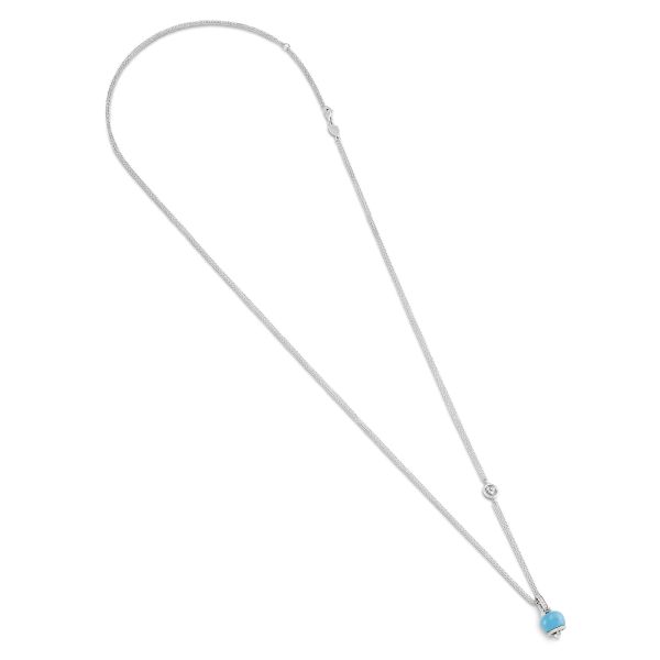      CHANTECLER LUNGA COLLANA  "CAMPANELLE" CON PASTA DI TURCHESE E DIAMANTI 