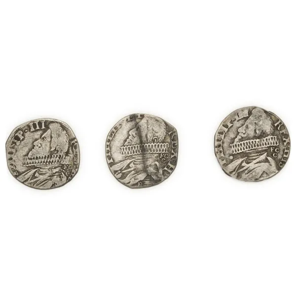 Filippo III (1598-1621) – Insieme di tre esemplari da 15 Grani 1618 e 1619 (2)