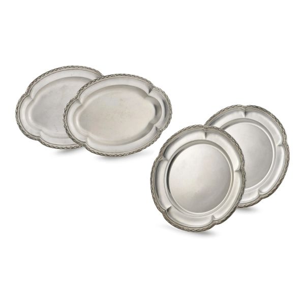 TWO PAIRS OF SILVER TRAYS, MILAN, 20TH CENTURY, MARKS OF MIRACOLI