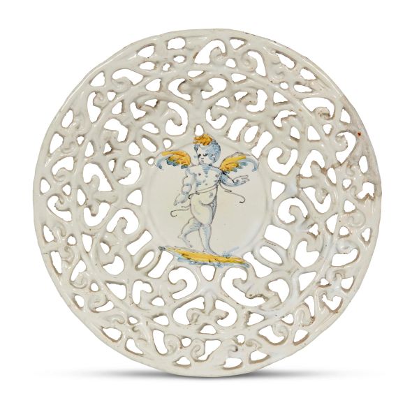 



A MOULDED AND PIERCED BOWL (CRESPINA), PAVIA (?), EARLY 17TH CENTURY