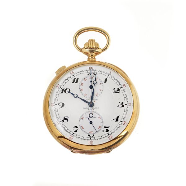 Longines - 



LONGINES &quot;CASA WELSCH LIMA&quot; FLYBACK CHRONOGRAPH YELLOW GOLD POCKET WATCH