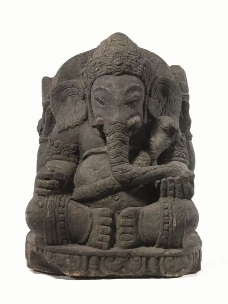  Scultura india , in pietra raffigurante Ganesh, alt. cm 58,5
