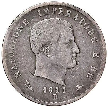 NAPOLEONE I IMPERATORE E RE D'ITALIA (1805 - 1814), SCUDO DA 5 LIRE 1811