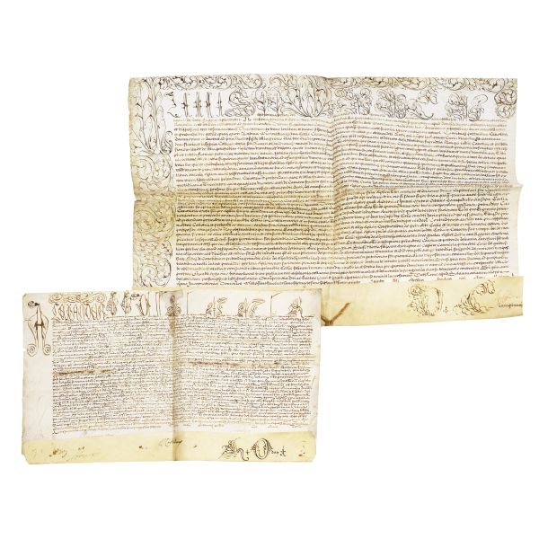 Lotto di 2 pergamene. Roma, 1657 e 1675.