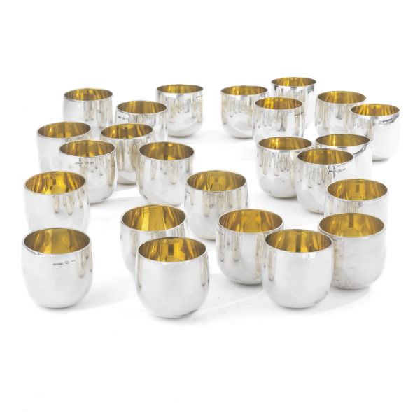 BULGARI, TWENTY FOUR STERLING GLASSES, 20TH CENTURY