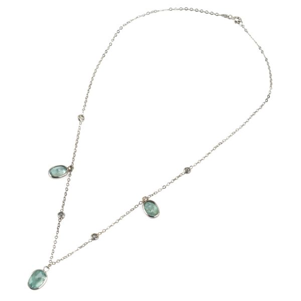 



ACQUAMARINE AND DIAMOND CHAIN NECKLACE IN 18KT WHITE GOLD