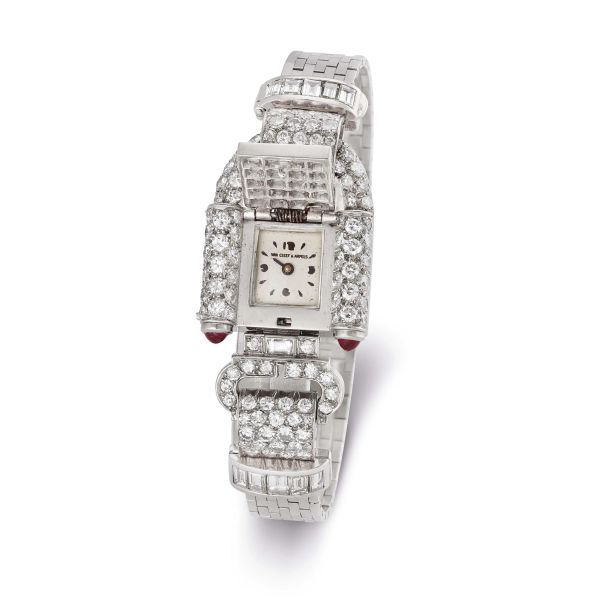 Van Cleef &amp; Arpels - 



VAN CLEEF &amp; ARPELS NEW YORK HIDDEN WRISTWATCH IN PLATINUM