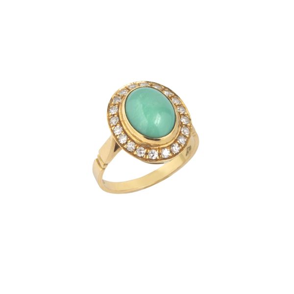 TURQUOISE PASTE RING IN 18KT YELLOW GOLD