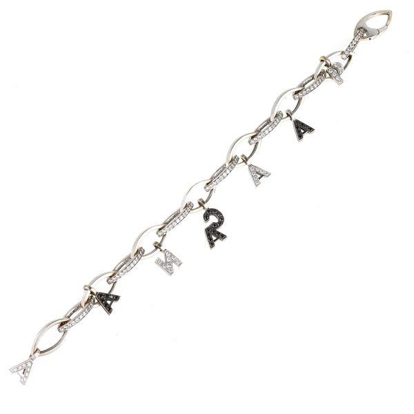 CHAIN BRACELET WITH INITIALS IN 18KT WHITE GOLD