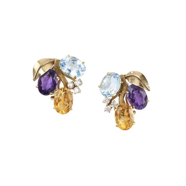 



MULTI GEM CLIP EARRINGS IN 18KT TWO TONE GOLD