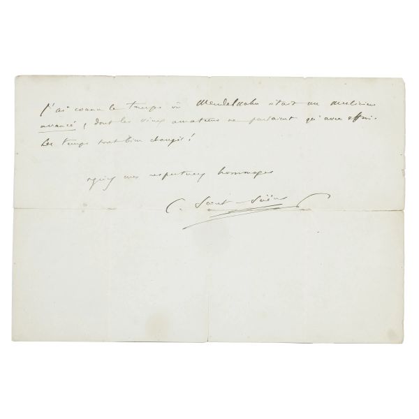 Saint-Saens, Camille. Lettera autografa firmata