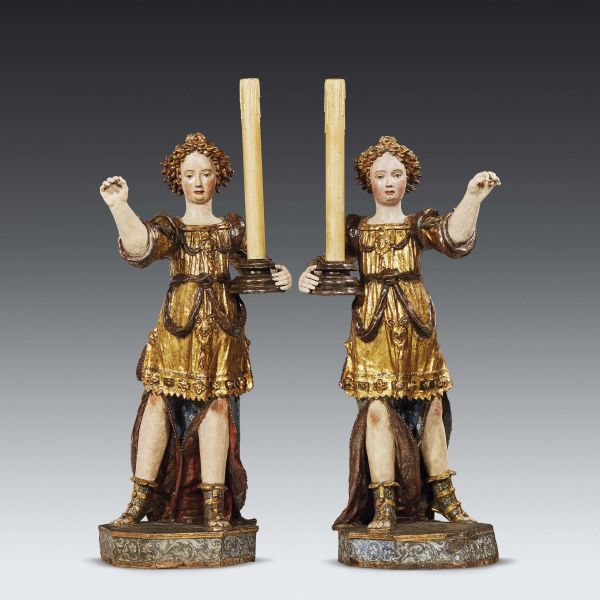 



Tuscan sculptor, half 16th century, A pair of holding Angels, wood