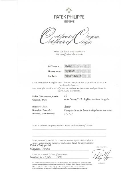 PATEK PHILIPPE AQUANAUT REF. 5060A ANNO 1998