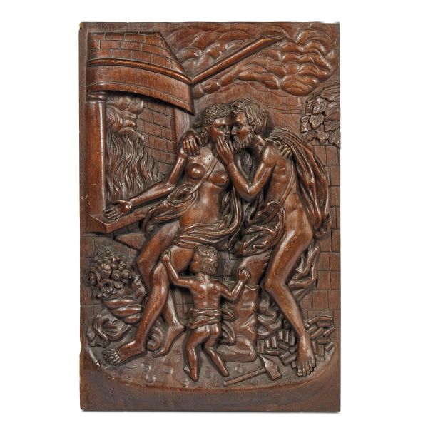 Central Europe, 18th century, Jupiter and Europe - Ephesus and Pandora, mahogany, 26x31,5 cm (each)