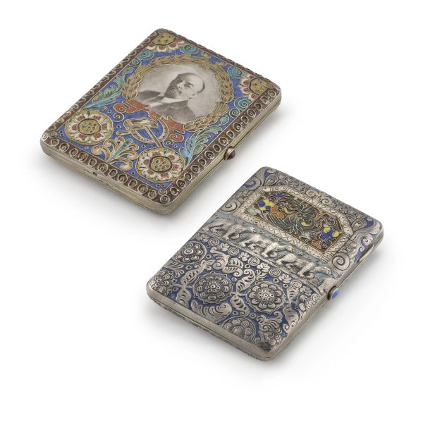 A SILVER CIGARETTE CASE, MOSCOW, 1917 CIRCA  AND OTHER SILVER CIGARETTE CASE, MOSCOW, BEGINNING OF 20TH CENTURY