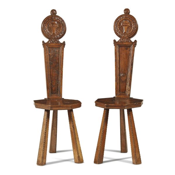 A PAIR OF FLORENTINE STEMMED STOOLS, 19TH CENTURY