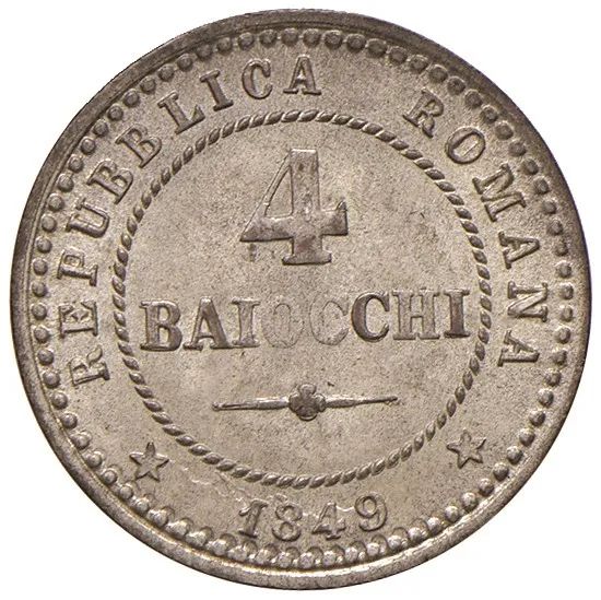SECONDA REPUBBLICA ROMANA (1848-1849) 4 BAIOCCHI 1849