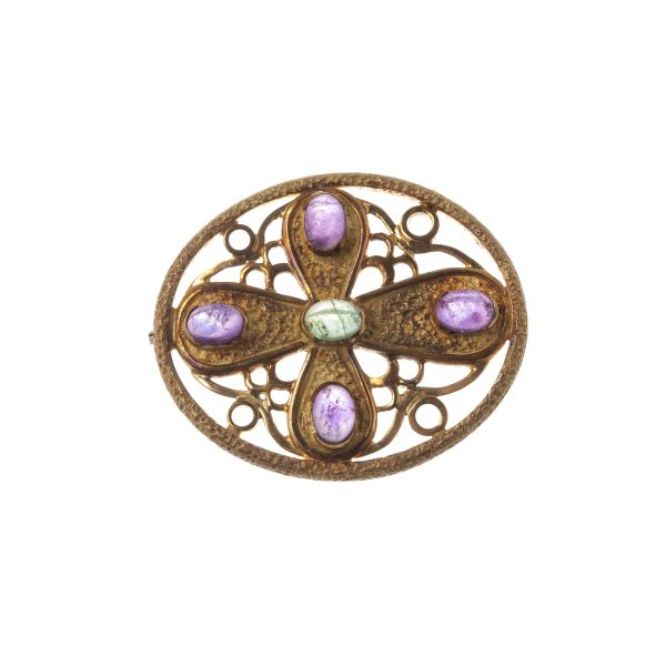



MULTI GEM BROOCH IN 18KT TWO TONE GOLD