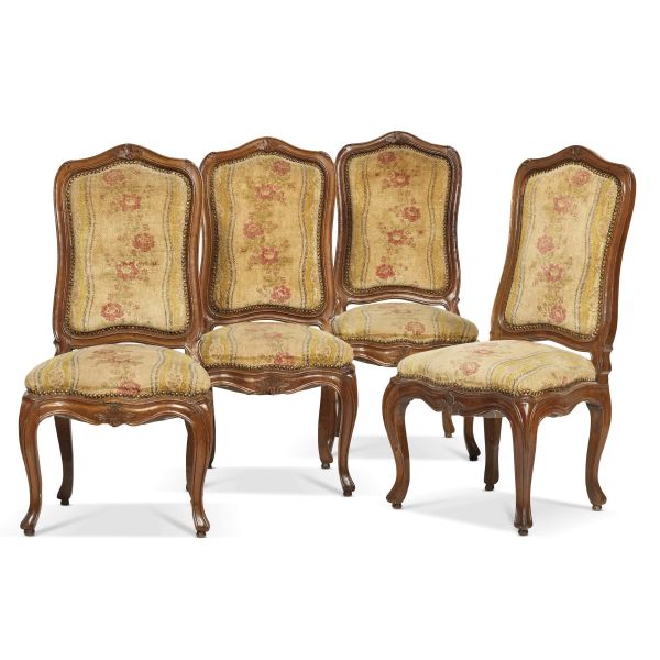 FOUR NORTHERN ITALY CHAIRS, 18TH CENTURY